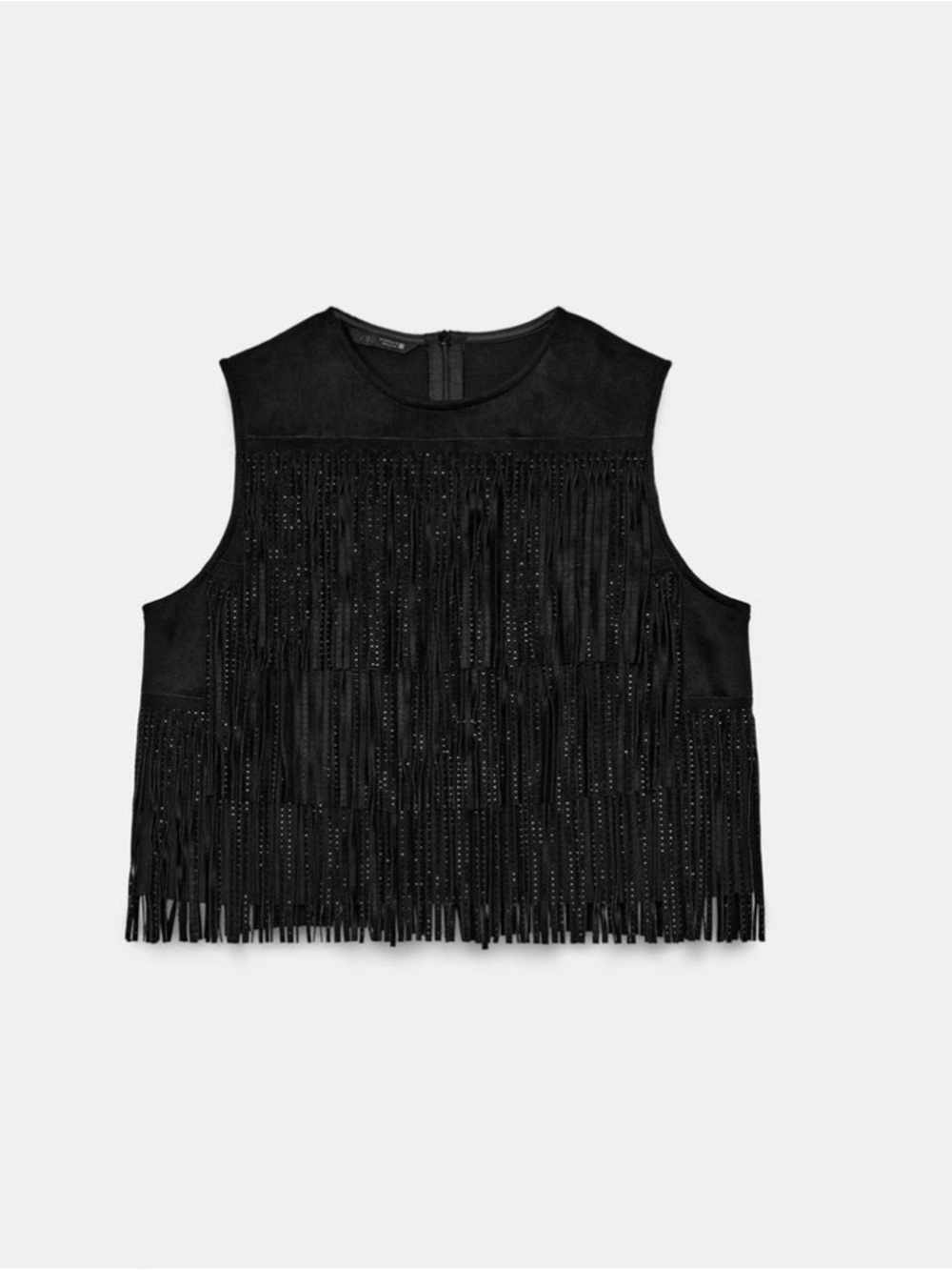 Zara Black faux suede fringe top - Picture 9 of 10